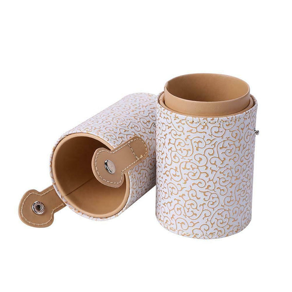 Elegant Leather Makeup Brush Holder Cosmetic Pens Storage Organizer (White) A#S