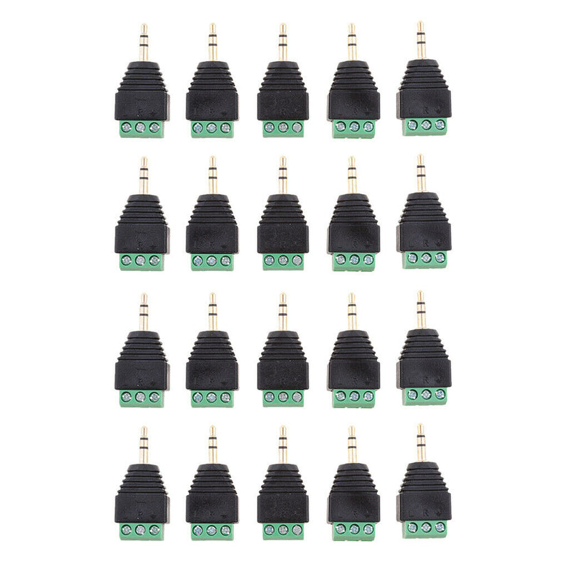 20 Packs 3.5mm 3 Pole Stereo Audio Vedio Male To 3 Screw Terminal