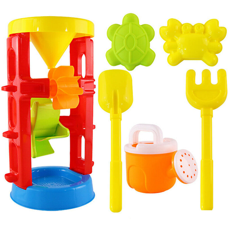 6 Pieces Beach Sand Toys Set - Sandbox Water Wheel Sandglass, Shovel and Animal