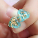 Cute Women Girls Natural Stone Turquoise Heart Shaped Earrings Ear Stud Jewelry