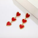 Elegant Red Love Heart Dangles Earrings Pendant Sweet Ear Drop for Women Jewelry