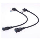Super Speed USB 3.0 Male to Female Extension Cable Left and Right Angle Bl