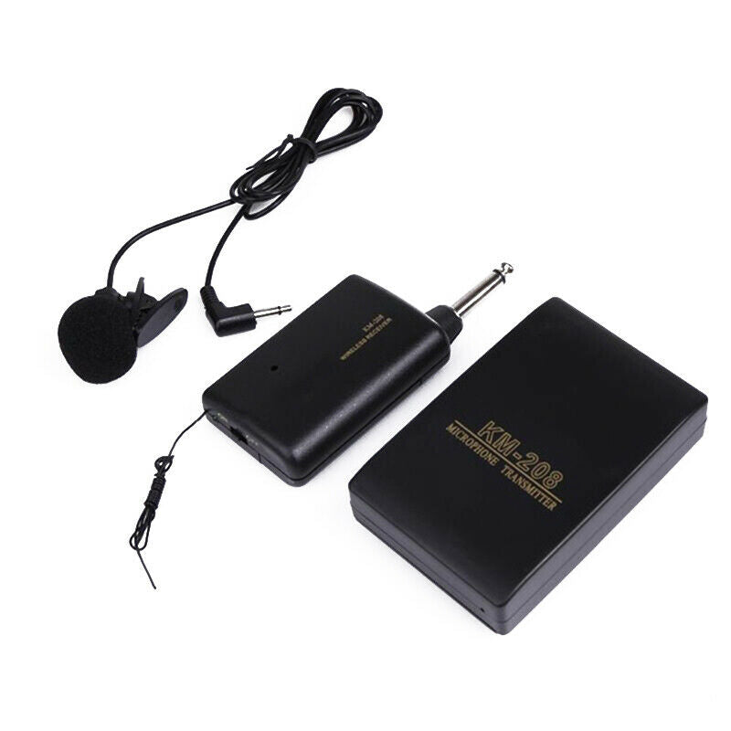 3.5mm Stereo Wireless FM Transmitter Receiver Lavalier Lapel Clip Microphon