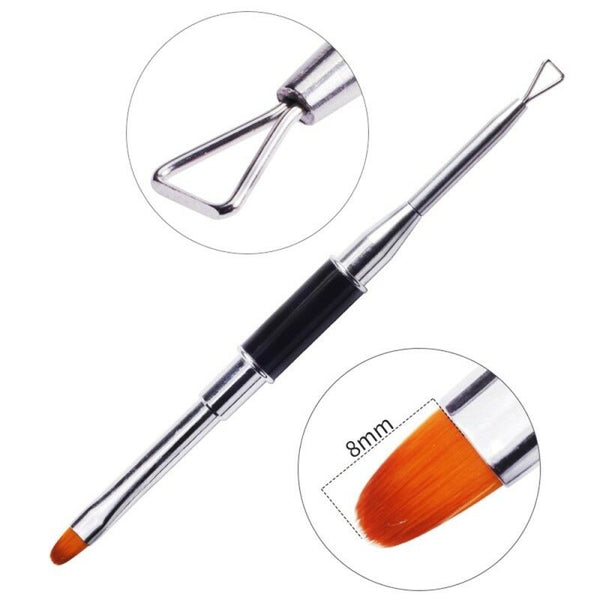 Dual-Ended Poly Builder Nail Art Pen Brush Slice Shape DIY Tool Manicure