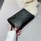 Retro Eco-Friendly Female Solid Color Clutch Women Tide Makeup Bags (Black) A