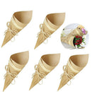 100Pcs/Set Retro Folding Kraft Paper Confetti Cone Bouquet With Ropes Weddi P9A9
