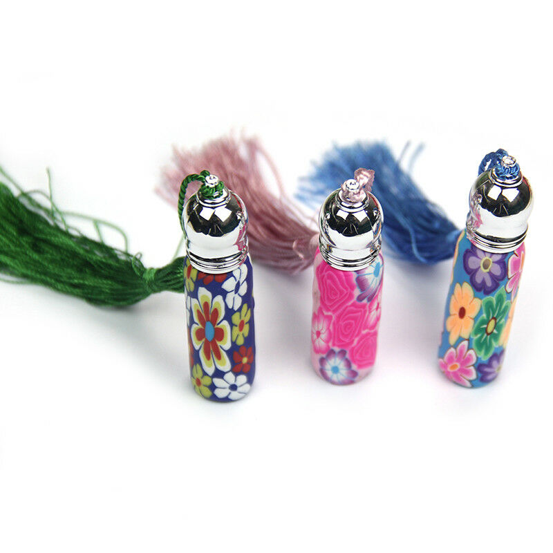 Glass Empty Perfume Essential Oil Roll On Roller Ball Polymer Clay Bottle 6mY Hn