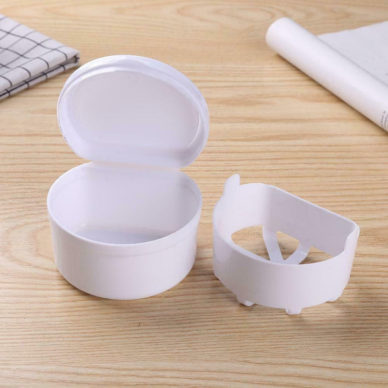 2 Layer Dental False Teeth Bath Box Denture Storage Box Case Container+Hang Net