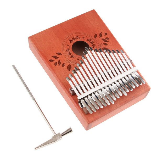 Kalimba 17 Keys Leaves Thumb Piano Hand Piano Solid Mahogany Wood Body with Tune