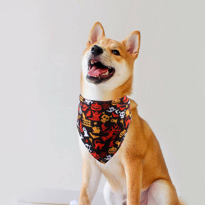 Pet Triangle Saliva Scarf Adjustable Dogs Collar Towel Halloween Bibs (A) A
