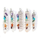 Quartz Crystal Point Healing Stone Pendulum Reiki 7 Chakra Natural Pendant Gifts