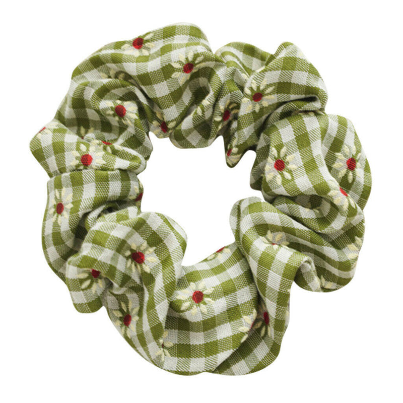 6Pieces Daisy Hair Scrunchies Cotton Flower  Hair Scrunchies Plaid Elastic Hair