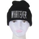 Men Women Winter "Whatever" Beanie Hats Knit Cap (black) S8M8