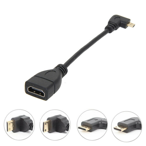 Right Angle HDMI Male D Mini To HDMI Female A Convertor Adapter Cable 1080P