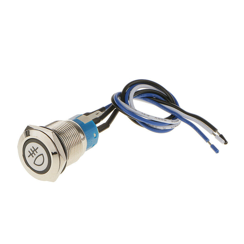 2pcs 12V LED on-Off Stainless Steel Push Button Dash Panel Bulb Light Switch