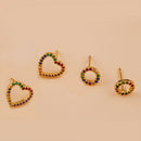 Fashion Cubic Zirconia Geometric Hollow Round Love Type Earring Bohemian Gi