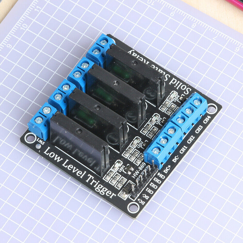 HW-869 5V DC Low Level 4-Channel Solid State Relay Module 250V 2A with Fuse