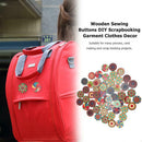 50pcs Flower Print Round Wooden Sewing Buttons DIY Knitting Clothes Decor