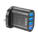 Multi Port USB Charger 4 Port Wall Adapter Hub Power Supply UK Plug Black