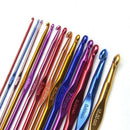 14 Multi Coloured Aluminium Crochet Needles Hooks 2mm-10mm Set Knitting Stitches