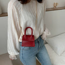 Women Leather Mini Shoulder Bags Pure Flap Chain Messenger Pouch (Red) A