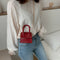 Women Leather Mini Shoulder Bags Pure Flap Chain Messenger Pouch (Red) A