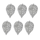 6Pcs Alloy Hollow Filigree Leaf Pendants Charms Connector for Jewelry Making