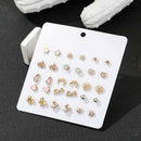 15Pairs Flower Star Multiple Elegant Womens Small Ear Stud Earrings Jewelry