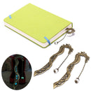 2X retro glow in the dark leaf feaher book mark with dragon luminous bookmar ^