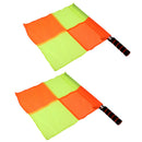 2pcs Football Soccer Training Linesman Official Checkered Flags with Storage