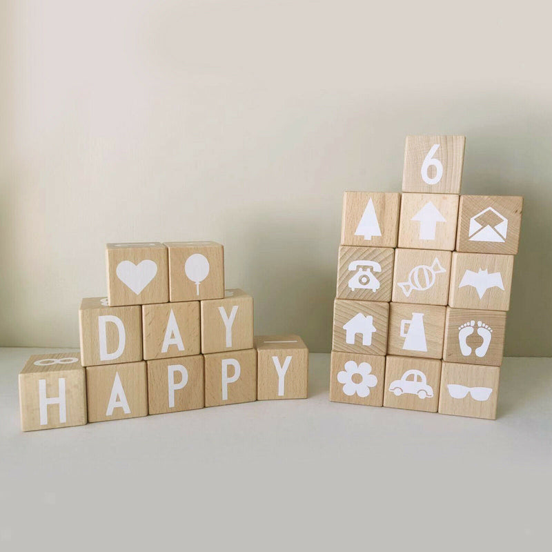 Beechwood Montessori Alphabet ABC Building Blocks Toddler Baby Grab Stacking