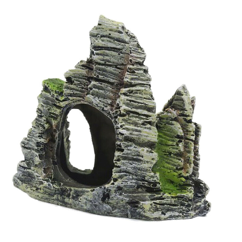 Set of 2, Artificial Mountain & Hollow Tree with Fish Cave Fish Tank Aquarium