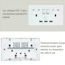 Double Wall UK Plug Socket 2 Gang 13A 3 USB Charger Plate Port Outlets R1U9