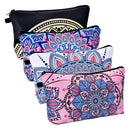 4 Pieces Makeup Bag Waterproof Toiletry Pouch Cosmetic Bag with Mandala Flo