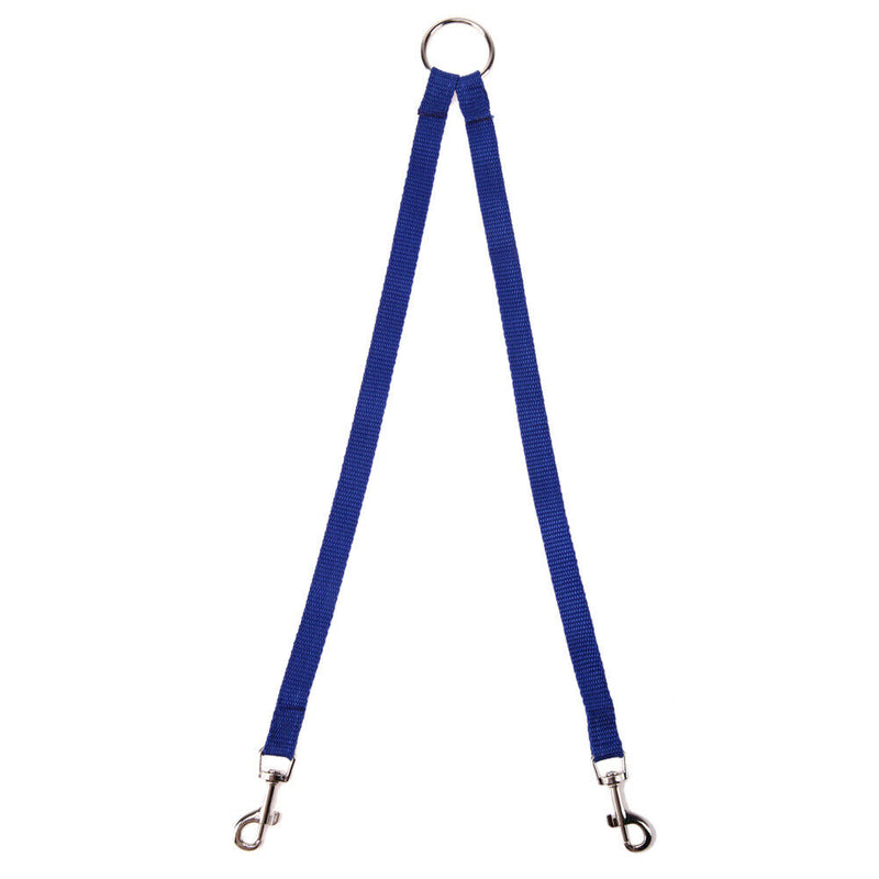 Nylon Double Dual Two Pets Dogs Leash 2 Way Coupler Walk Necklace(Blue)