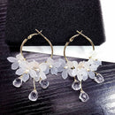 Trendy Acrylic Water Drop Dangle Earrings Crystal Flower Long Pendant Earri A3C