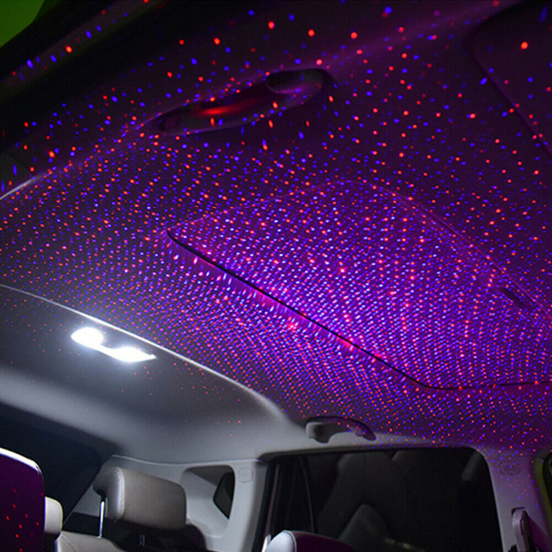 USB Car Ceiling Atmosphere Light 2-Color Starry Sky Ambient Lamp (Red+Blue)