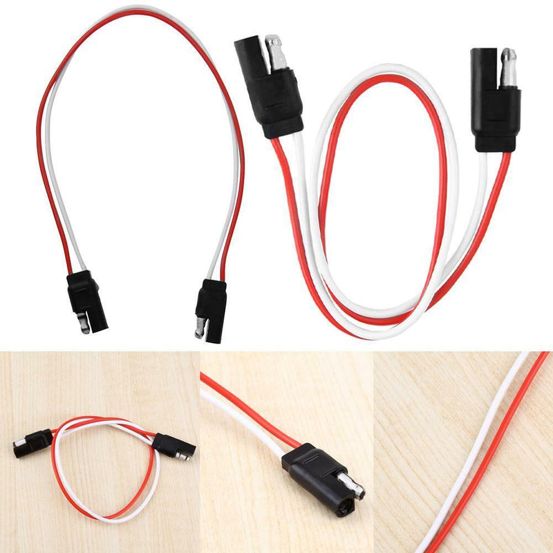 1.25ft 2-Pin SAE Plug Trailer Light Wiring Harness Extension Cable Connector Kit