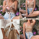 Wax Rope Knitted Belt Round Wooden Buckle Boho Women Belt Simple Harajuku S