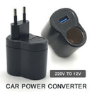 Car Truck 220V Wall Power to 12V Cigarette Lighter Adapter Converter EU Plug