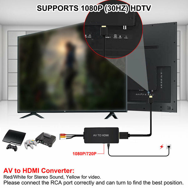 Signal HD 1080P PAL Plug And Play AV To HDMI Adapter Audio NTSC Video Converter