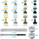 480 Sets 3 Sizes Leather Rivets Double Cap Rivet with 3 Pieces Setting Tool