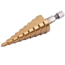 3 pcs HSS Titanium Step Drill Bit Set & 1 pcs Automatic Center Punch
