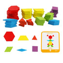 155pcs Wood Jigsaw Puzzle Board Set Tangram Kids Colorful Educational Toys