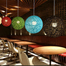 White Bamboo, Rattan And Hemp Ball Chandelier Individual Creativity Spheric