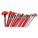 24PCS Wood Professional Brushes Kit Cosmetic Make Up Set with Pouch Bag A