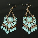1 Pair Elegant Women Tassel Turquoise Crystal Ear Stud Earring Dangle Chain