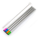 Set of 4 Stainless Steel Straws with Cleaning Brush and Silicon Covers 23cm Z5N4