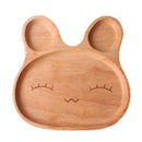 Wooden Plate Food Divided  Rabbit Children Feeding Tray Beaming Rabbit