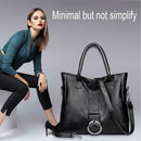 Women Large Capacity Shoulder Bags Leather Retro Messenger Handbag (Black)